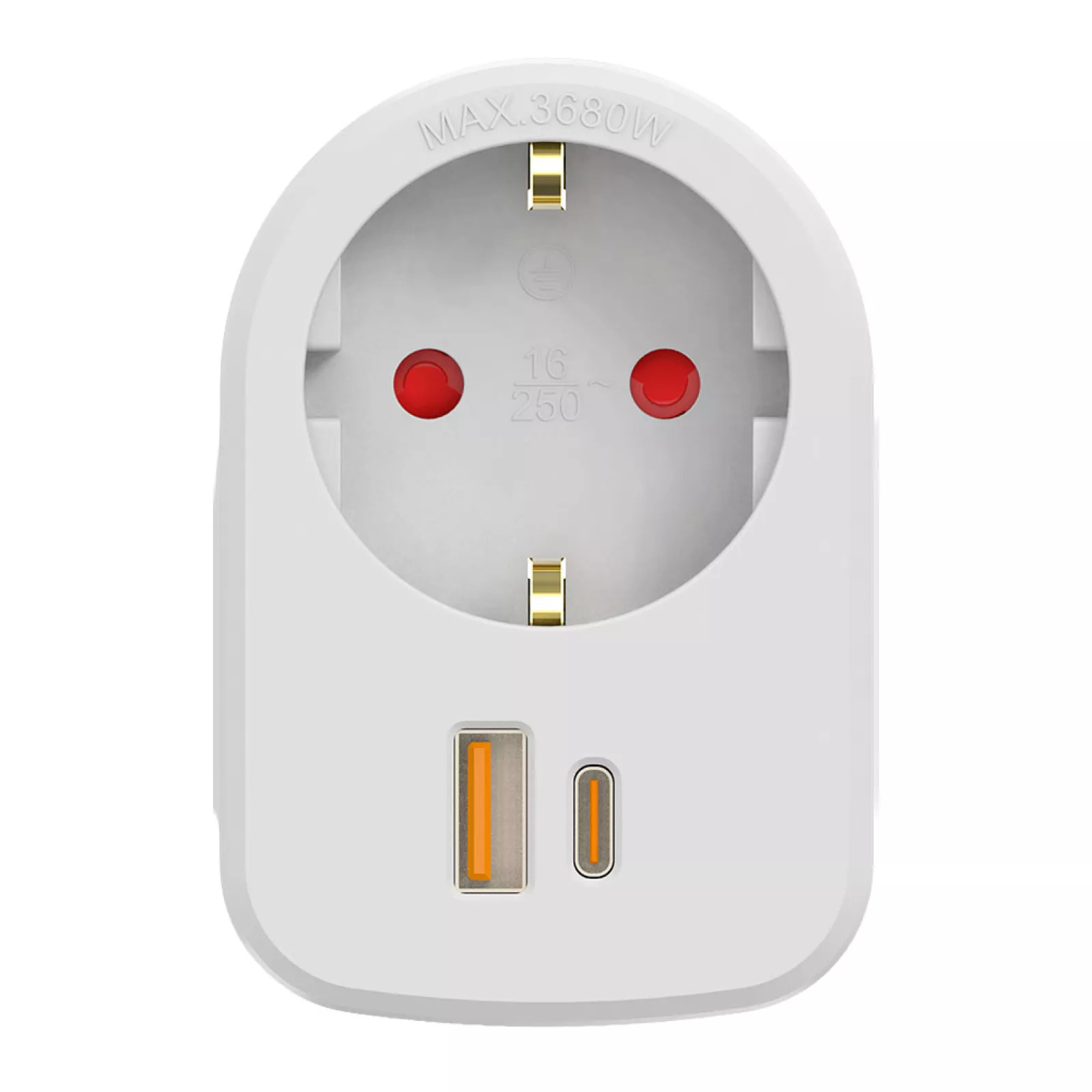 ADAPTADOR COMBI SIMON  30 W USB A + C + 1 TOMADA SCHUKO, 16 A 250 V~, BRANCO