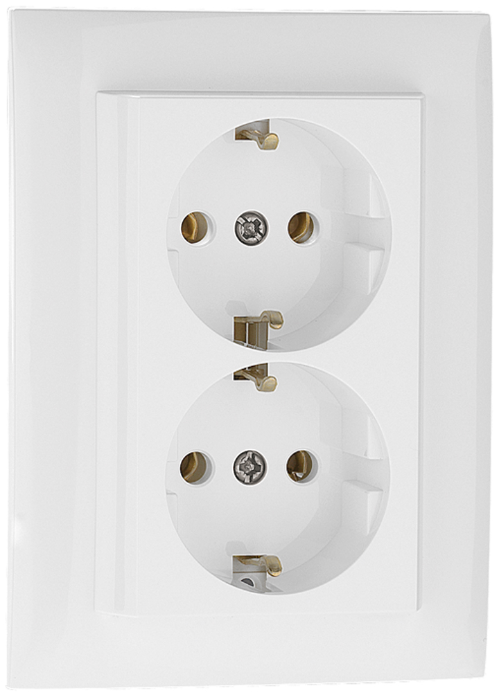 TOMADA DUPLA SCHUKO MONOBLOCO BRANCA